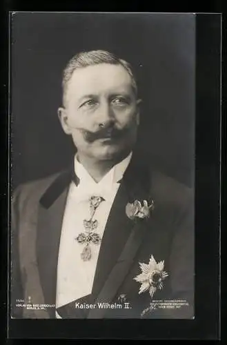 AK Wilhelm II. im Frack mit Bruststern