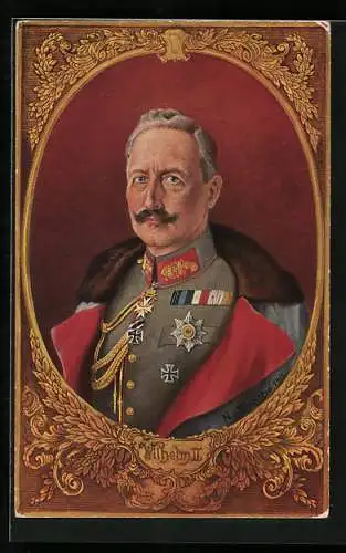 Künstler-AK N. v. Santhó: Kaiser Wilhelm II. in Uniform