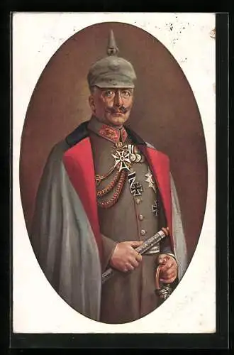 AK Kaiser Wilhelm II. in Uniform mit Pickelhaube