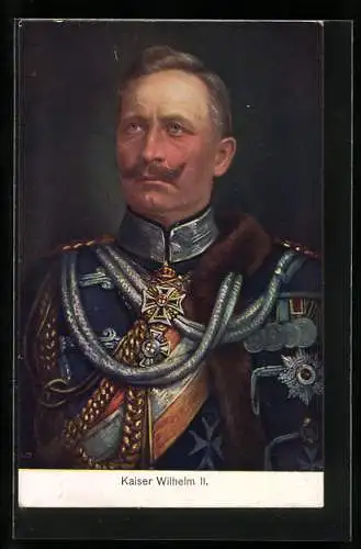 AK Kaiser Wilhelm II., Portrait in Uniform mit Orden