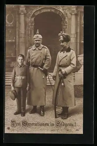 AK Drei Generationen aus dem Kaiserhaus in Feldgrau, Kaiser Wilhelm II.