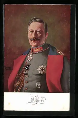 Künstler-AK Kaiser Wilhelm II. in Uniform