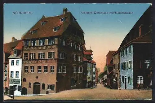 AK Nürnberg, Albrecht-Dürerhaus mit Neutormauer