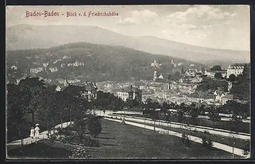 AK Baden-Baden, Blick von der Friedrichshöhe