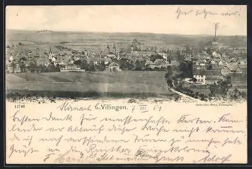 AK Villingen / Baden, Gesamtansicht mit Fernblick aus der Vogelschau