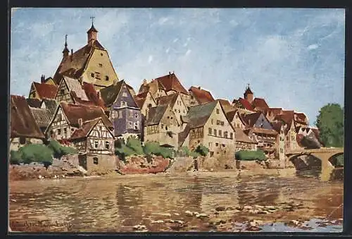 Künstler-AK Besigheim, Teilansicht