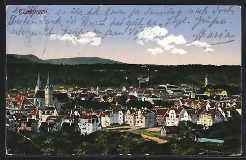 AK Göppingen, Ortsansicht mit Bergpanorama aus der Vogelschau