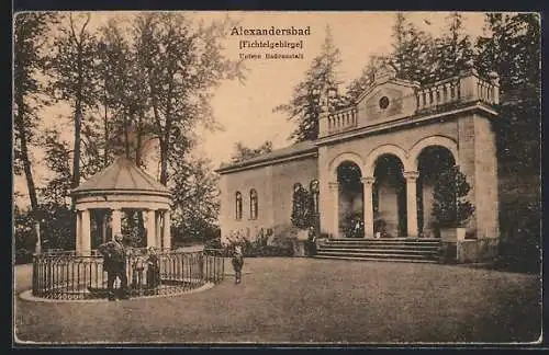 AK Alexandersbad /Fichtelgebirge, Untere Badeanstalt mit Pavillon