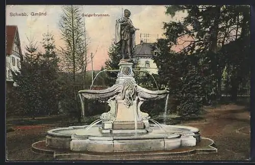 AK Schwäbisch-Gmünd, Geigerbrunnen im Stadtgarten