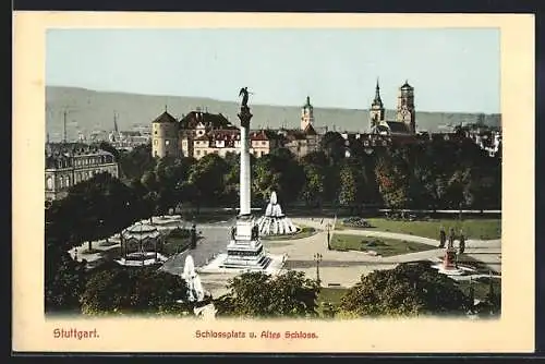 AK Stuttgart, Schlossplatz und Altes Schloss