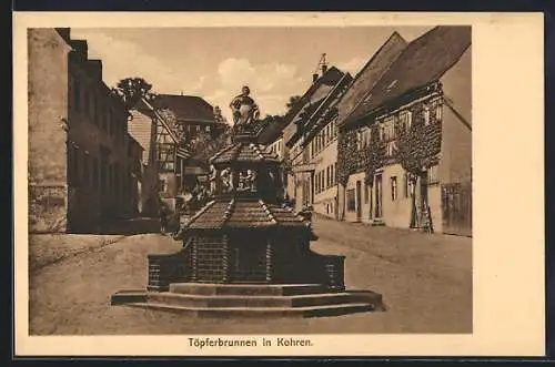 AK Kohren, Strassenpartie am Töpferbrunnen