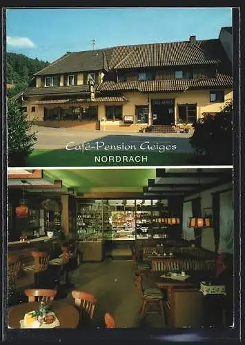 AK Nordrach, Café-Pension Geiges, Hauptstrasse 86, mit Innenansicht