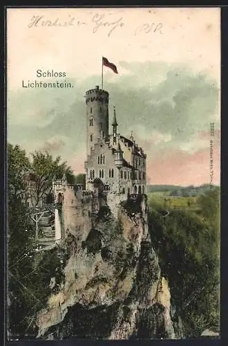 AK Lichtenstein / Echaztal, Blick auf das Schloss