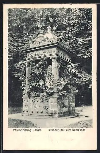 AK Wiesenburg / Mark, Brunnen auf dem Schlosshof