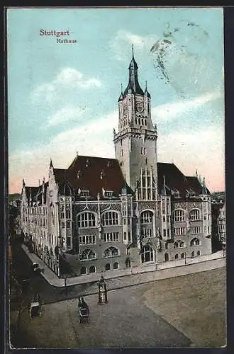 AK Stuttgart, Blick auf das Rathaus