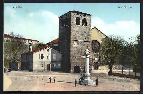 AK Trieste, Kinder vor der Kirche San Giusto