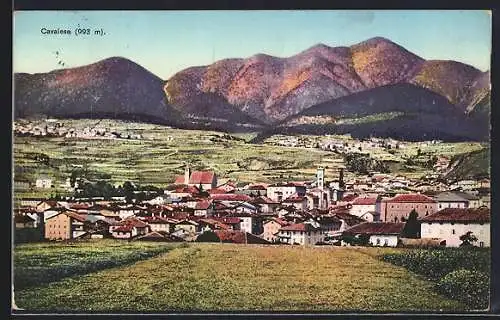 AK Cavalese, Gesamtansicht mit Blick nach der Kirche und Bergpanorama