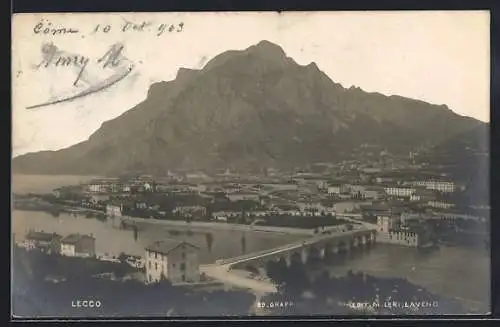 AK Lecco, Ortsansicht mit Brücke