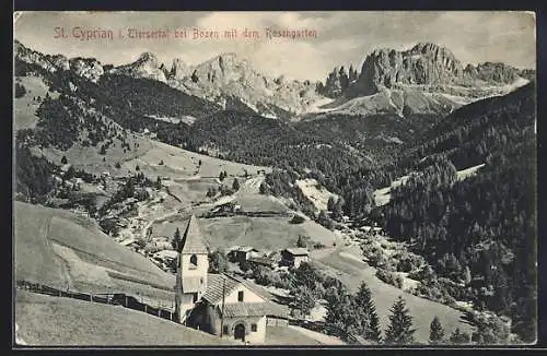 AK St. Cyprian i. Tiersertal, Ortsansicht gegen Rosengarten