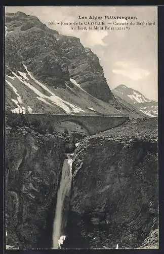 AK Cayolle, Cascade du Bachelard, Au fond, le Mont Pelat