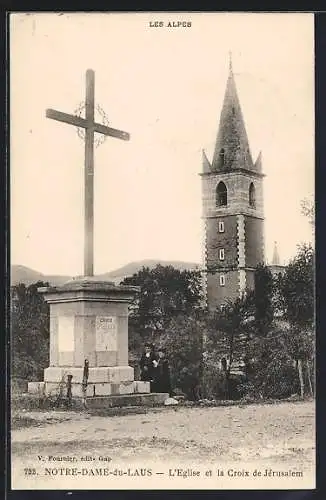 AK Notre-Dame-du-Laus, L`Église et la Croix de Jérusalem