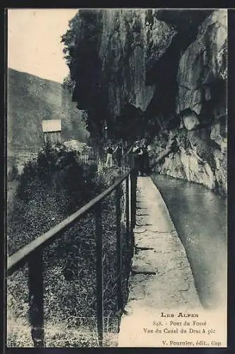 AK Pont du Fossé, Vue du Canal du Drac à pic