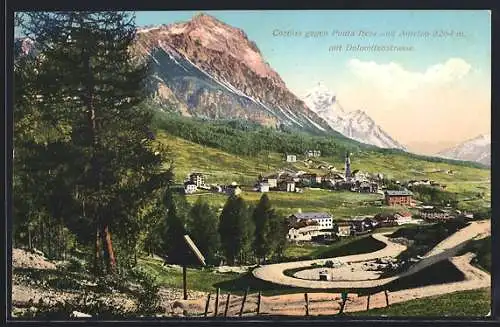 AK Cortina d'Ampezzo, Ortsansicht mit Dolomitenstrasse