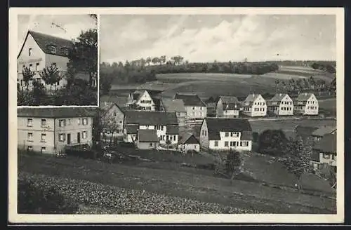 AK Schönau / Heidelberg, Gasthaus Pension zum Schriesheimer Hof v. G. Jöst, Ortsansicht