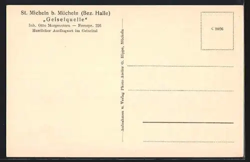 AK St. Micheln b. Mücheln, Gasthaus zur Geiselquelle, Schule, Teilansicht