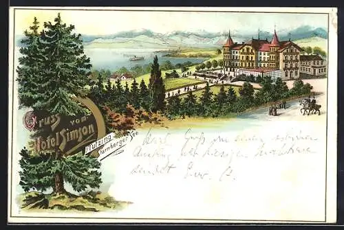 Lithographie Tutzing, Hotel Simson am Starnberger See