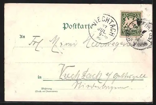 Lithographie Rathsberg, Schloss, Gartenrestaurant, Wildnis