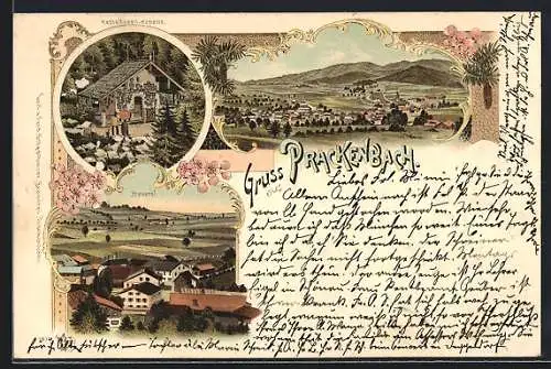 Lithographie Prackenbach, Brauerei und Kesselboden-Kapelle