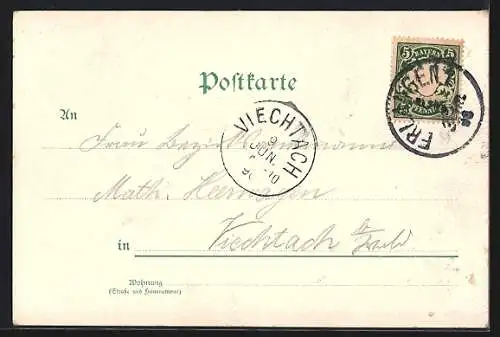 Lithographie Rathsberg, Schloss, Gartenrestaurant, Wildnis