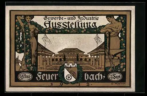 Künstler-AK Feuerbach, Gewerbe- und Industrie-Ausstellung 1912, Ganzsache