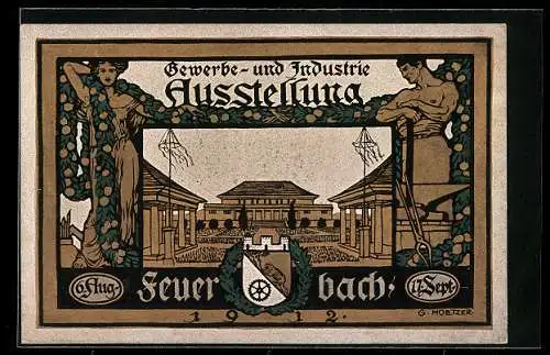 Künstler-AK Feuerbach, Gewerbe- und Industrie-Ausstellung 1912, Ganzsache