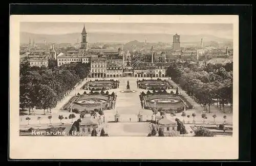 AK Karlsruhe i. B., Ausblick vom Schloss, Ganzsache