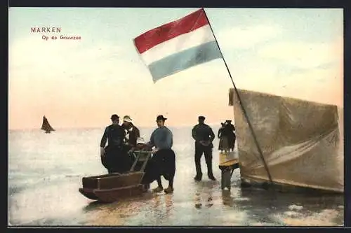 AK Marken, Familien mit Schlittschuhen auf einem See