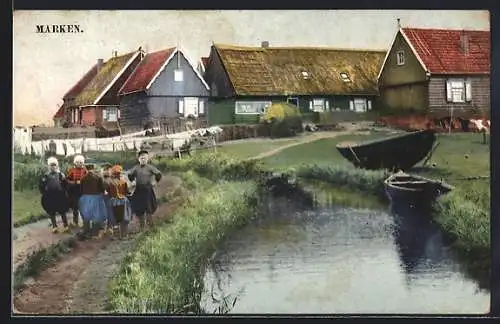 Künstler-AK Photochromie Nr. 1422: Kinder in holländischer Tracht aus den Marken