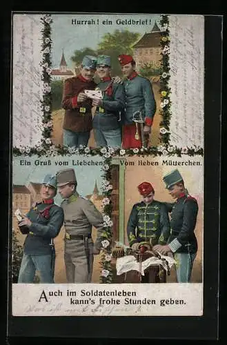 AK Österreichische Soldaten in Uniform, Hurra, ein Geldbrief