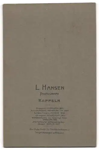 Fotografie L. Hansen, Kappeln, Portrait eines Mannes mit markantem Schnurrbart