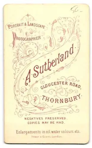 Fotografie A. Sutherland, Thornbury, Gloucester Road, Porträt eines jungen Mannes