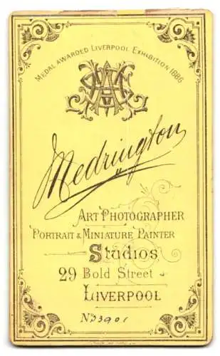 Fotografie Medrington, Liverpool, Bold Street 29, Seitliches Porträt einer eleganten Dame