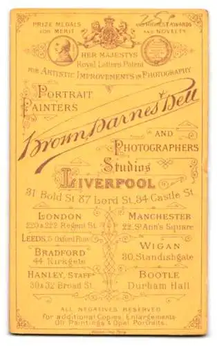 Fotografie Brown - Barnes & Bell, Liverpool, Bold Street 31, Porträt eines jungen Mannes