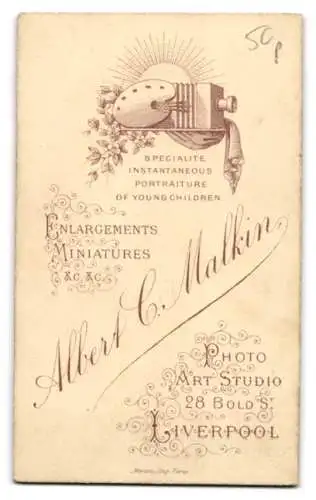 Fotografie Albert C. Malkin, Liverpool, 28 Bold Street, Porträt einer Dame in elegantem Kleid