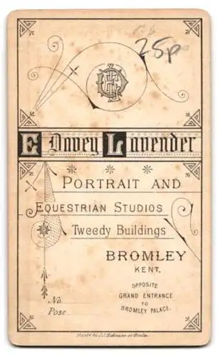 Fotografie E. Davey Lavender, Bromley / Kent, Widmore Road, Porträt einer ernsten Dame