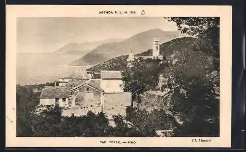 AK Pino, Cap Corse, Teilansicht mit Kirche