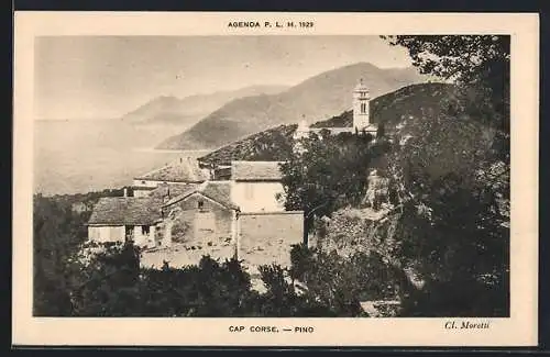 AK Pino, Cap Corse, Teilansicht mit Kirche