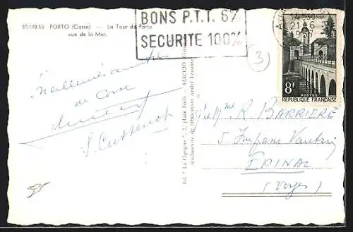 AK Porto /Corse, La Tour de Porto vue de la Mer