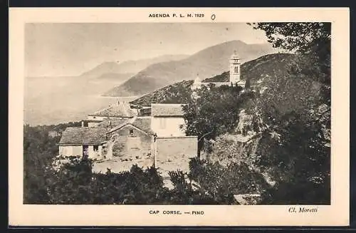 AK Pino, Cap Corse, Teilansicht mit Kirche