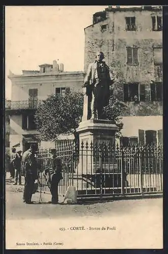 AK Corté, Statue de Paoli, Teilansicht mit Statue